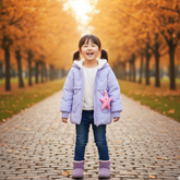 Winter Cotton-Padded Purple Jacket Cute Cartoon Pattern Bunny Ears Furry