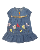Flowery Embroidered Denim Dress