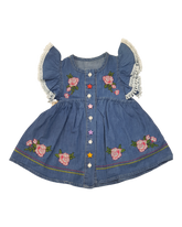 Flowery Embroidered Denim Dress