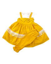 Baby Girl Embroidered Yellow Dress With Trouser
