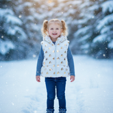 Baby Girls White With Gold Hearts Puffer Jacket