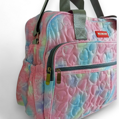Quilted Pastel Heart Print Diaper Bag / Mother Bag