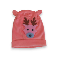 Adorable Pink Plush Reindeer Beanie Baby Hat for Kids