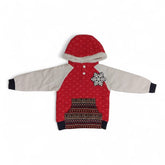Red & White Jacket with Snowflake and Patterned Pocket