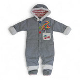 Hooded Romper with Fluffy Trim