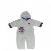 Cozy White Fluffy Baby Romper with Hood
