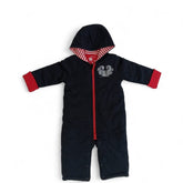 Cozy Black Hooded Baby Jumpsuit with Barcode Graphic