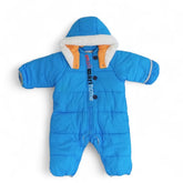 Cozy Padded Blue Baby Snowsuit with Hood