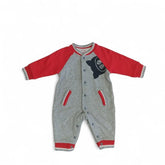 Cozy Grey & Red Varsity-Style Romper