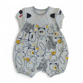 Whimsical Bear Print Baby Bubble Romper with Ruffle Details