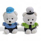 Adorable White Teddy Bear in Uniform