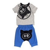 Grey and Blue Character Logo Baby T-Shirt and Shorts Set