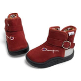 Red Suede-Style Baby Boots with Buckle