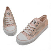 Chic Rose Gold Low-Top Canvas Sneakers