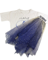 Puffy Princes Dress Mesh Party With Gold Glitter Stars