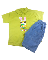 Boy Rabbit T-Shirt & Nicker (Green)