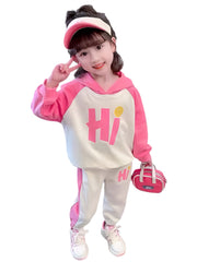 Girls Hoodie Sport Suit Autumn Winter Two Piece Tracksuit