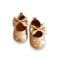 Baby Girls Golden Heart Shoes