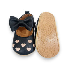 Baby Girls Golden Heart Shoes (Black)