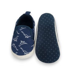 Adorable Dino Print Baby/Boy Slip-On Shoes - Soft Sole & Breathable (Blue)