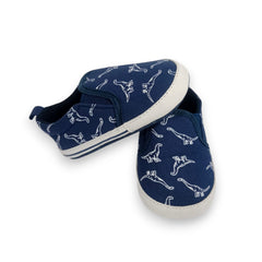 Adorable Dino Print Baby/Boy Slip-On Shoes - Soft Sole & Breathable (Blue)