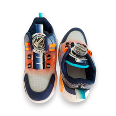 Boys Life Style Sneakers - Dynamic Blue & Orange with Dial Closure