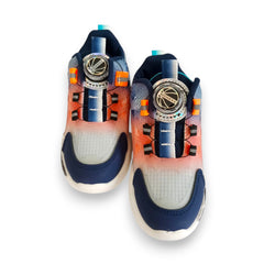 Boys Life Style Sneakers - Dynamic Blue & Orange with Dial Closure