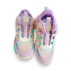 Kids' Dynamic Purple & Teal Rotating Buckle Sneakers - Breathable & Lightweight