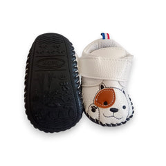 Adorable White Dog-Face Baby First Walker Shoes