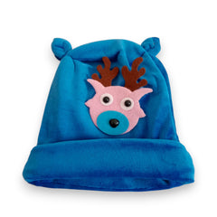 Adorable Blue Plush Reindeer Beanie Hat/Cap for Kids