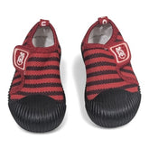 Sporty Red & Black Striped Non-Slip Baby Shoes
