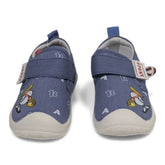 Non-Slip Adorable Blue Shoes with Fun Cartoon Emblems