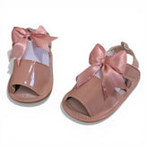 Baby Girl Shiny Sandals with Oversized Satin Bow