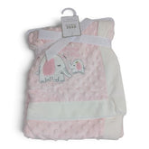 Baby Comfort Pink Minky Dot Baby Blanket with Embroidered Elephants