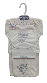 6-Piece Newborn Gift Set - "Welcome to the World" Embroidery