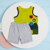 Parrot Green Toddler Vest with Grey Shorts