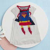 Playful Superhero Graphic Sleeveless T-Shirt Dress