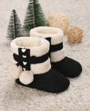 Winter Snow Baby 2-Colors Warm Fluff Balls Indoor Cottton Soft Rubber Sole Baby Shoes