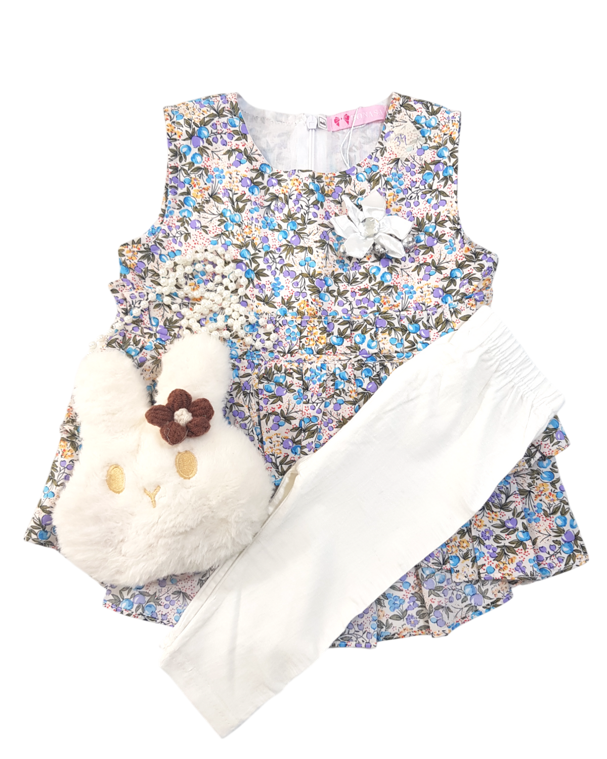 Baby Girl New Style Dress With Trouser & Bag