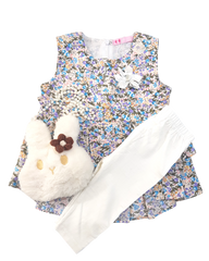 Baby Girl New Style Dress With Trouser & Bag