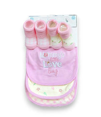 3 Soft Bibs And 2 Pair Of Fun Socks (5 Piece Set)