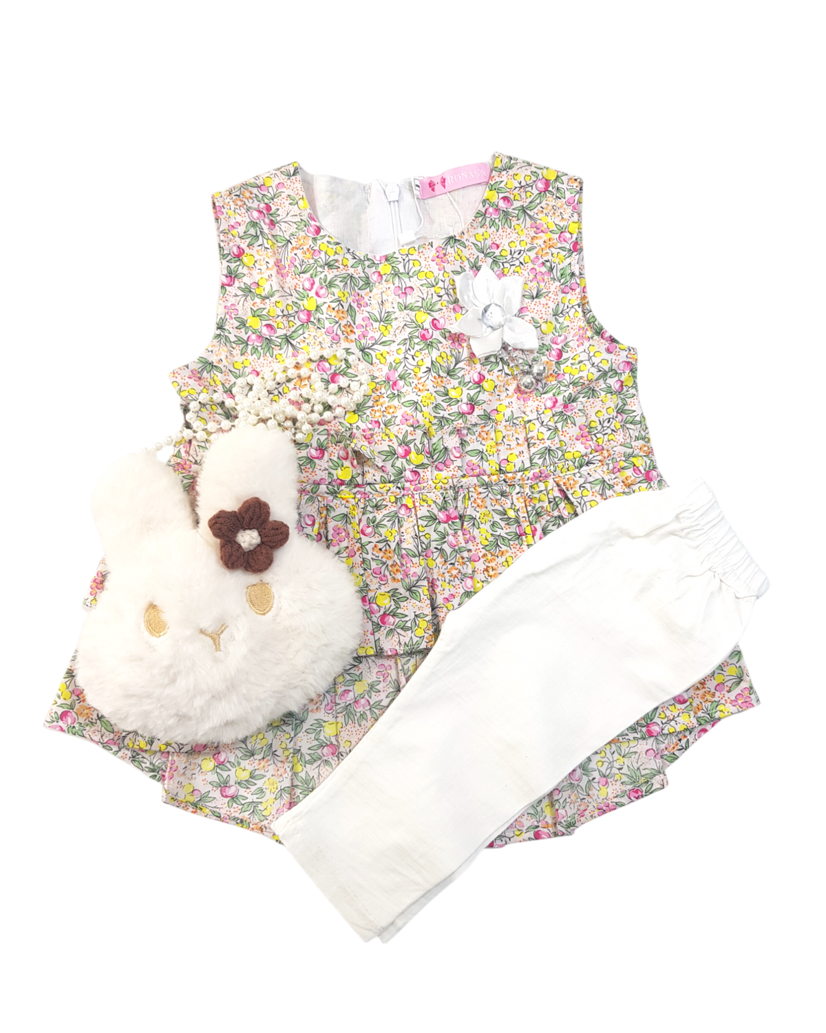 Baby Girl New Style Dress With Trouser & Bag