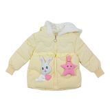 Winter Cotton-Padded Yellow Jacket Cute Cartoon Pattern Bunny Ears Furry