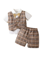 Baby Boys Stylish Half Sleeves Shirt With Checked Shorts
