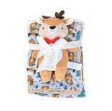 Deer Printed Blanket With Plush Toy