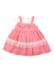 Baby Girl Embroidered Pink Dress With Trouser