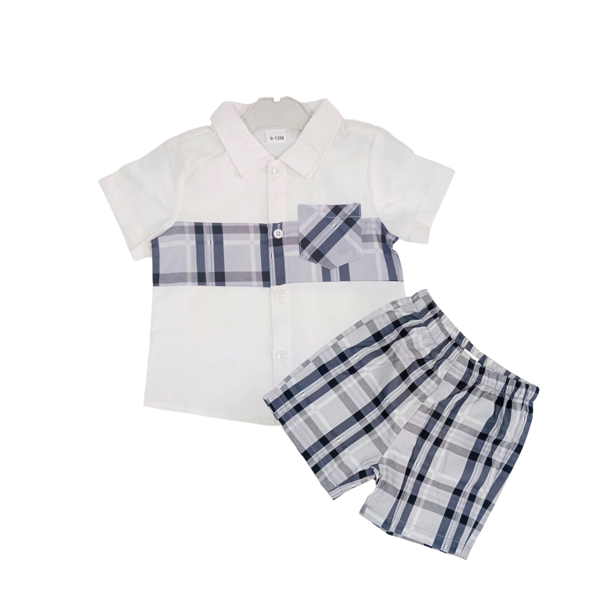 Baby Boys Stylish Half Sleeves Shirt & Shorts (Grey Check)
