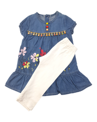 Flowery Embroidered Denim Dress