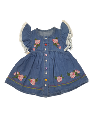 Flowery Embroidered Denim Dress