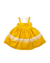Baby Girl Embroidered Yellow Dress With Trouser